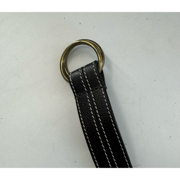 Vintage Cole Haan Women’s Black Brass Leather Belt, Size 34-38 - Picture 2 of 4